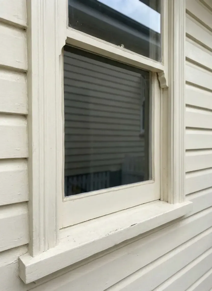 Queenslander timber sash window repair with fresh putty glazing and new glass